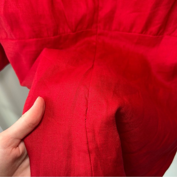 Reformation Simi Linen Dress Red Size 10 - Picture 10 of 12